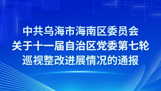 中共乌海市海南区委员会关于十一届自治区党委第七轮巡视整改进展情况的通报